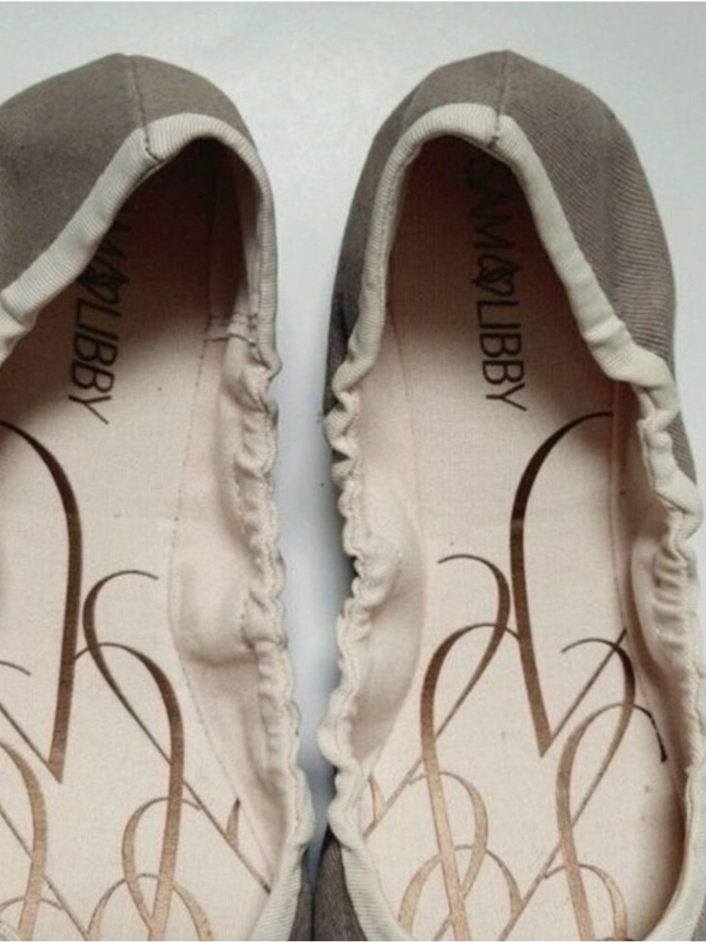 Libbey Taupe Ballet Flats with Neutral Snakeskin Toe Cap - Picture 3 of 5